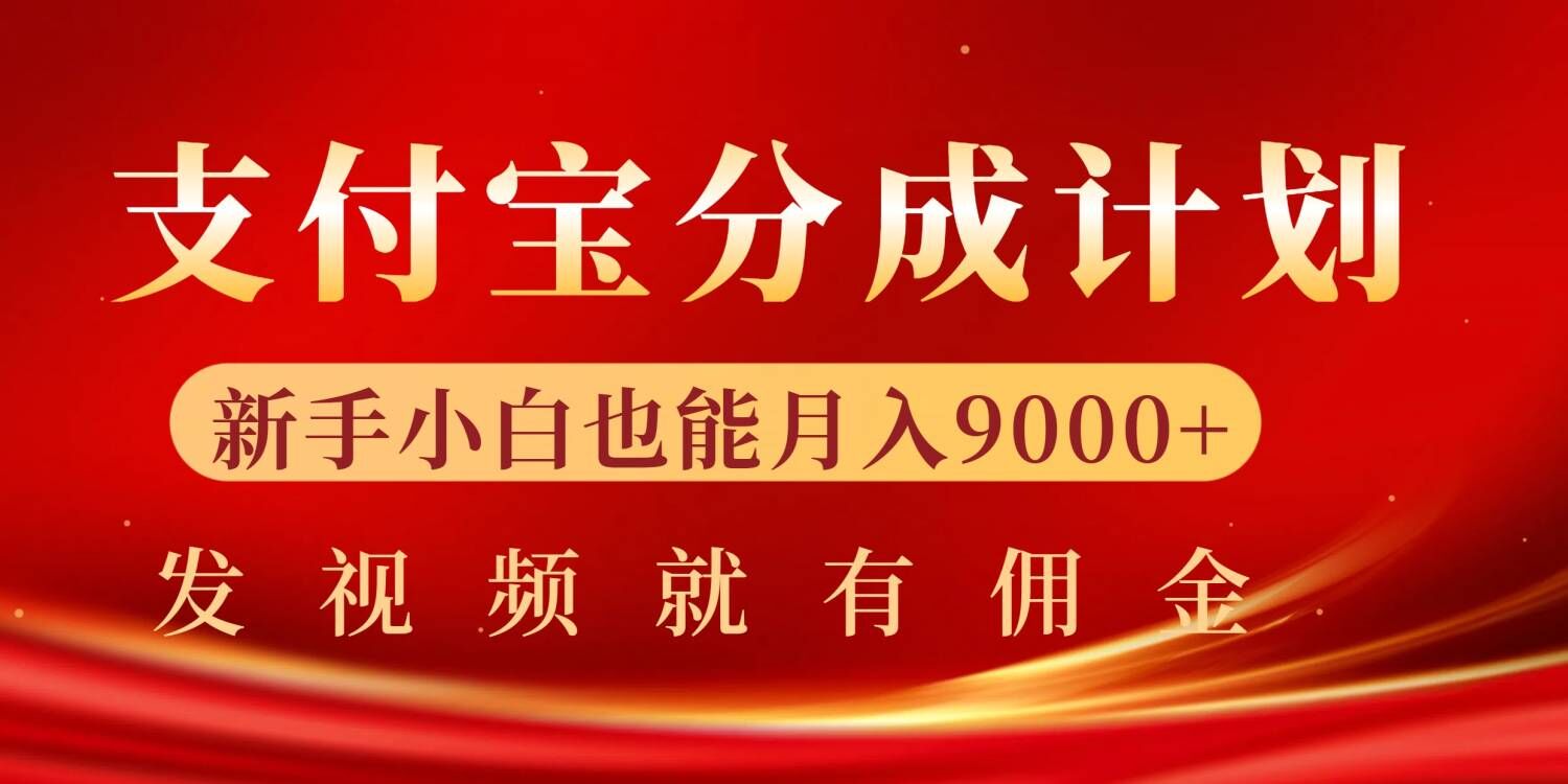 支付宝视频分成计划，一万播放200-300+，抓紧来干-赚钱网