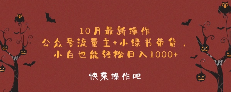 10月最新操作，公众号流量主+小绿书带货，小白也能轻松日入1k-赚钱网