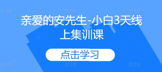 亲爱的安先生-小白3天线上集训课-赚钱网
