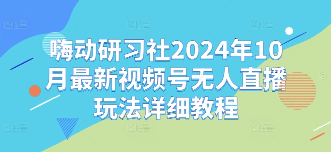 嗨动研习社2024年10月最新视频号无人直播玩法详细教程-赚钱网