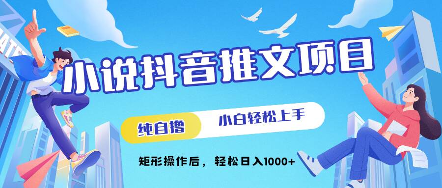 小说抖音推文项目，纯自撸，小白轻松上手，矩形操作后，轻松日入几张-赚钱网
