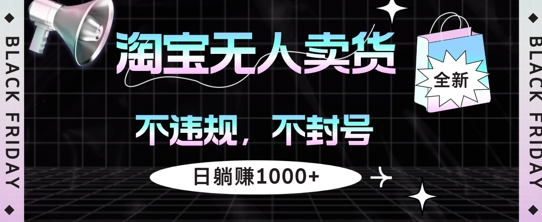 淘宝无人卖货，不违规不封号，简单无脑，日躺入几张-赚钱网