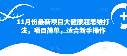 11月份最新项目大健康超思维打法，项目简单，适合新手操作-赚钱网
