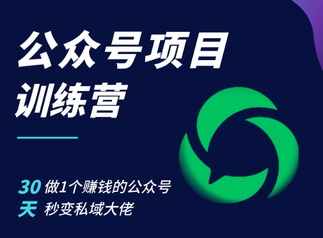 公众号项目训练营，30天做1个赚钱的公众号，秒变私域大佬-赚钱网