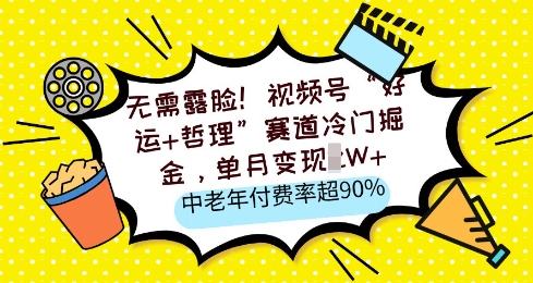 无需露脸，视频号“好运+哲理”赛道冷门掘金，单月变现2W+，中老年付费率超90%-赚钱网