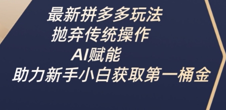 最新拼多多玩法，抛弃传统操作，AI赋能，助力新手小白获取第一桶金-赚钱网