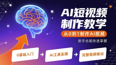 AI短视频制作教学，从0到1制作AI视频-赚钱网