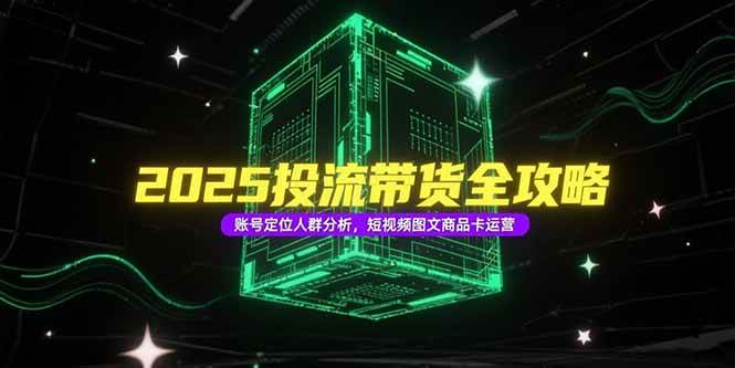 （15233期）2025投流带货全攻略，账号定位人群分析，短视频图文商品卡运营-赚钱网