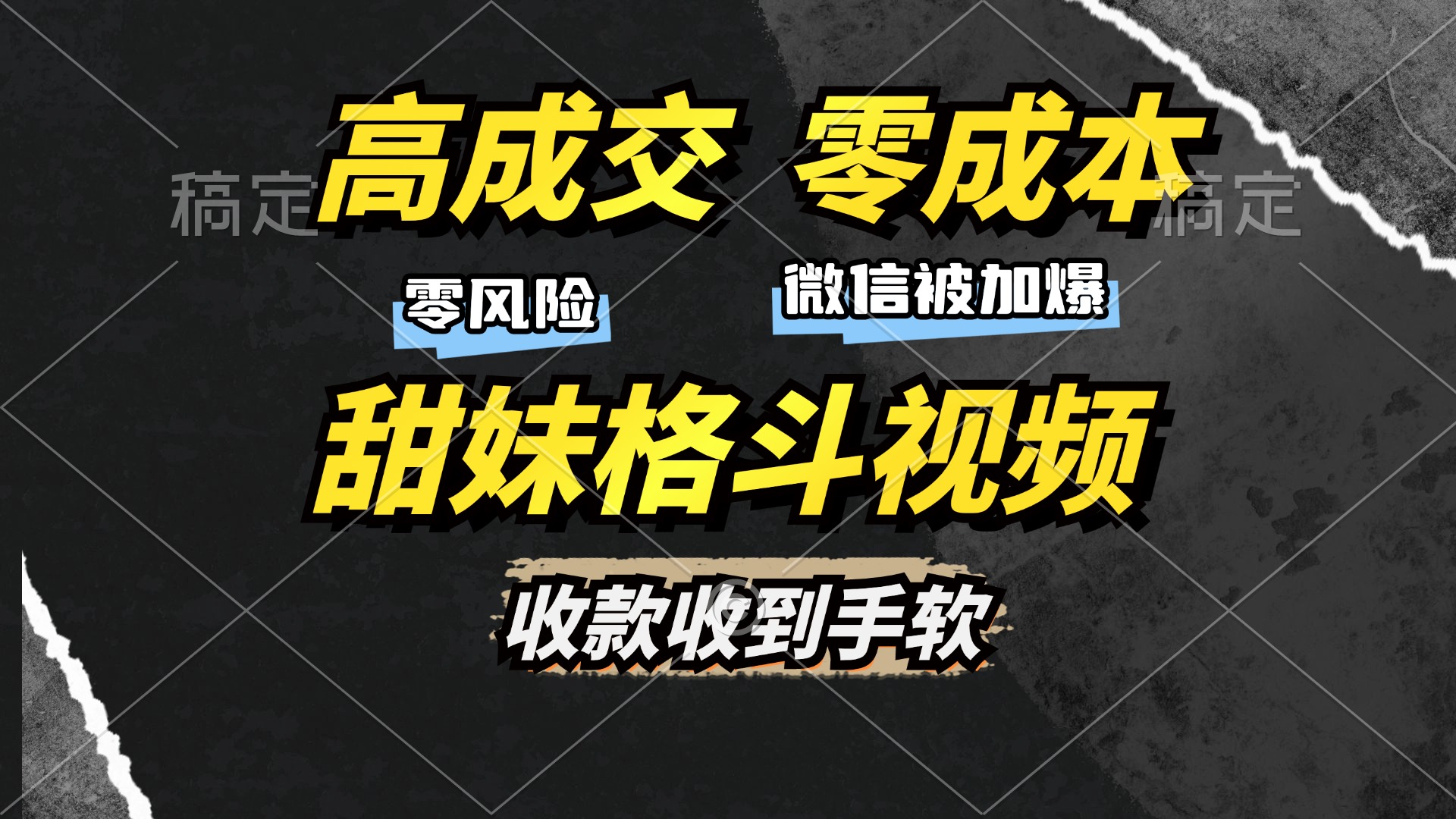 （13384期）高成交零成本，售卖甜妹格斗视频，谁发谁火，加爆微信，收款收到手软-赚钱网