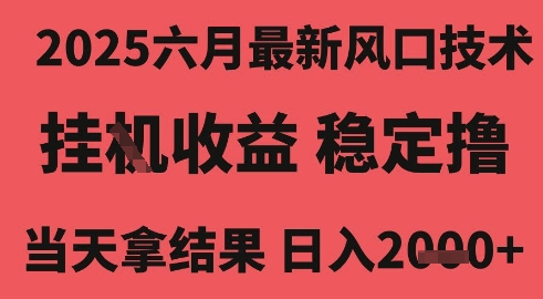 2025六月最新风口技术，无人挂G撸礼物，长期稳定 一个小时收益2k+，小白当天拿结果【揭秘】-赚钱网
