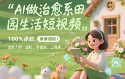 AI做治愈系田园生活短视频，100%原创，条条爆款，无脑矩阵， 适合小白-赚钱网