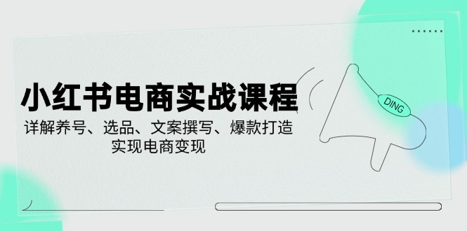 （14549期）小红书电商实战课程，详解养号、选品、文案撰写、爆款打造，实现电商变现-赚钱网