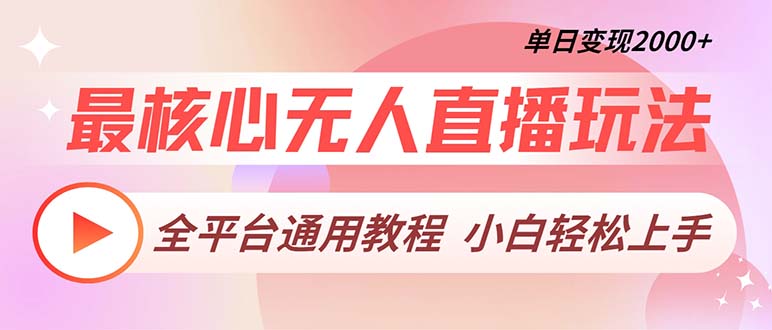 （13221期）最核心无人直播玩法，全平台通用教程，单日变现2000+-赚钱网
