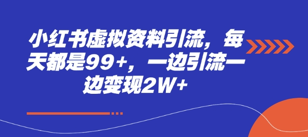 小红书虚拟资料引流，每天都是99+，一边引流一边变现2W+-赚钱网