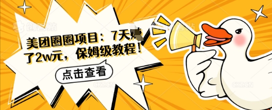 美团圈圈项目：7天挣了2w元，保姆级教程-赚钱网