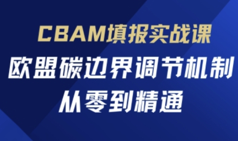 CBAM填报实战课，欧盟碳边界调节机制，从零到精通-赚钱网