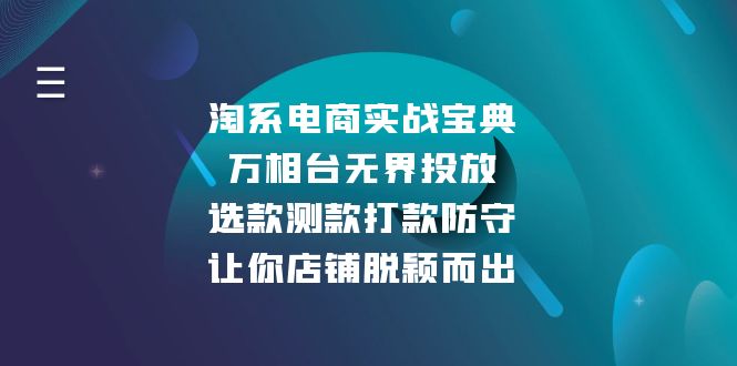 （13701期）淘系电商实战宝典：万相台无界投放，选款测款打款防守，让你店铺脱颖而出-赚钱网