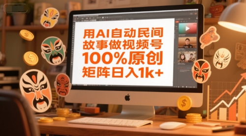 用AI自动民间故事做视频号，100%原创，矩阵日入1k+-赚钱网