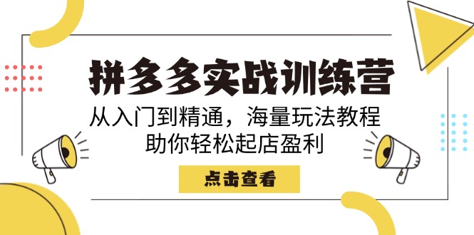 （14392期）拼多多实战训练营，从入门到精通，海量玩法教程，助你轻松起店盈利-赚钱网