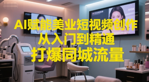 AI赋能美业短视频创作，从入门到精通，打爆同城流量，超级AI工具短视频实操落地-赚钱网
