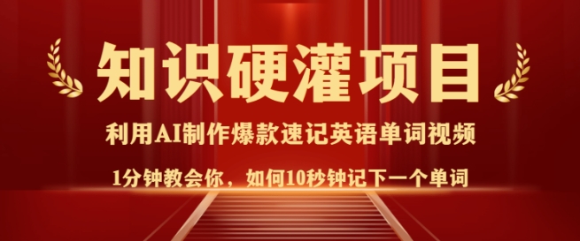 知识硬灌，10秒钟让你记住一个单词，3分钟一个视频，日入多张不是梦-赚钱网