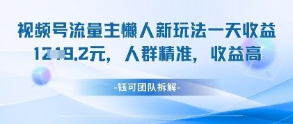 视频号流量主懒人新玩法，一天收益1k，人群精准收益高-赚钱网