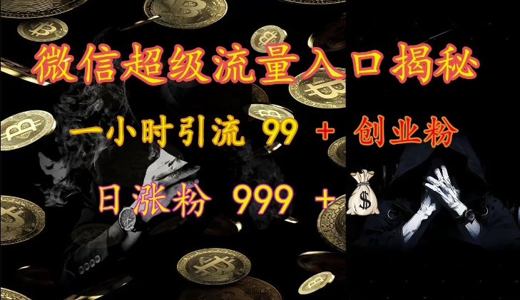 微信超级流量入口揭秘：一小时引流 99 + 创业粉，日涨粉 999 +-赚钱网