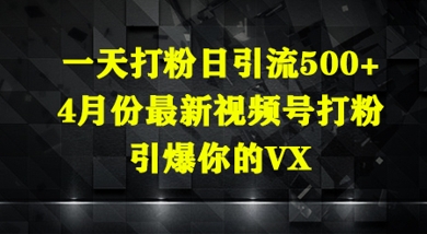 一天打粉日引流500+，4月份最新视频号打粉，引爆你的微信-赚钱网