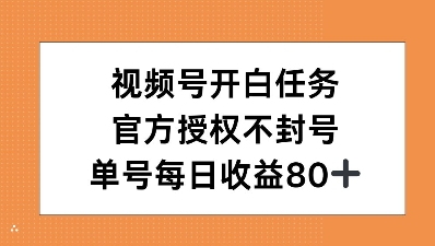 视频号开白任务，官方授权不封号，单号每天稳定收益80+-赚钱网