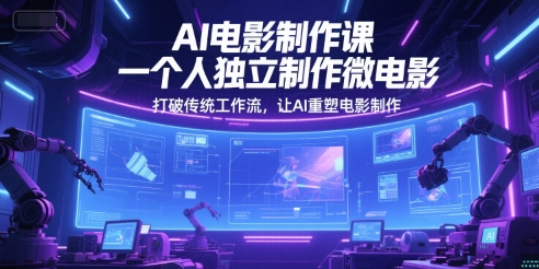 AI电影制作课，一个人独立制作微电影，打破传统工作流，让AI重塑电影制作-赚钱网