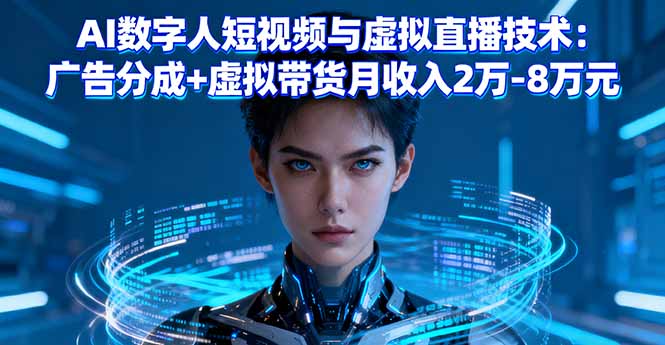 AI数字人短视频与虚拟直播技术：广告分成+虚拟带货月收入2万-8万元-赚钱网
