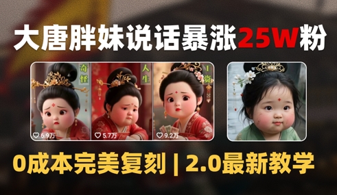AI大唐胖贵妃说话2.0，40条视频暴涨40w粉，附独家变现攻略-赚钱网