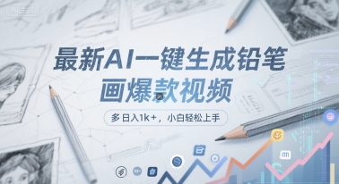 最新AI一键生成铅笔画爆款视频，多平台分发，日 入1k+，小白轻松上手【揭秘】-赚钱网