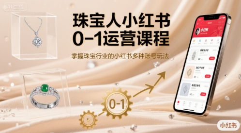 珠宝人小红书0-1运营课程，掌握珠宝行业的小红书多种账号玩法-赚钱网