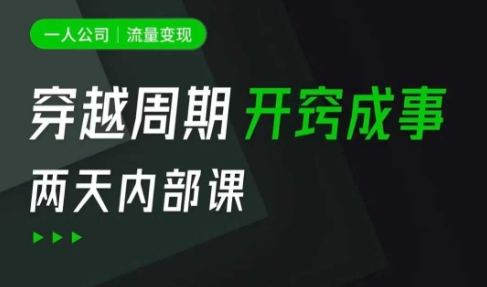 一人公司：流量变现课，一人公司的方法模型拆解， 拆解富人思维，流量思维，小老板思维等-赚钱网