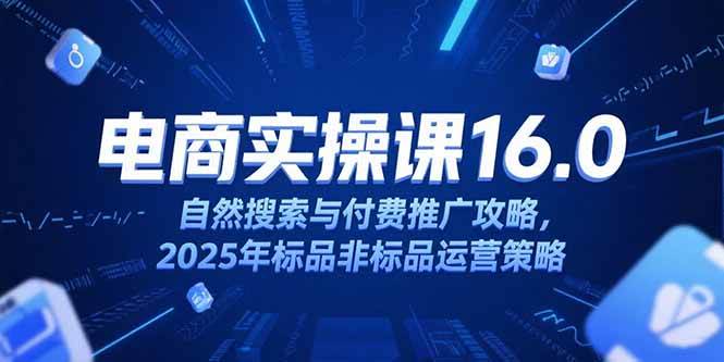 （15262期）淘宝电商运营课16.0，自然搜索与付费推广攻略，2025年标品非标品运营策略-赚钱网