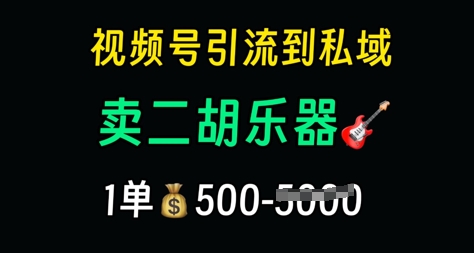 视频号引流到私域卖二胡乐器，1单利润5张，长期稳定项目-赚钱网