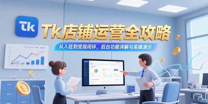 （15345期）Tk店铺运营全攻略，从入驻到变现闭环，后台功能详解与实操演示-赚钱网