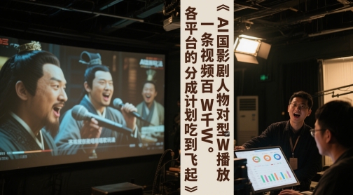 AI三国影视剧人物对口型唱歌玩法，一条视频百W千W播放，各平台的分成计划吃到飞起-赚钱网