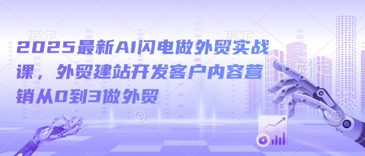 2025最新AI闪电做外贸实战课，外贸建站开发客户内容营销从0到3做外贸-赚钱网