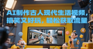 AI制作古人现代生活视频，搞笑又好玩，轻松获取流量-赚钱网