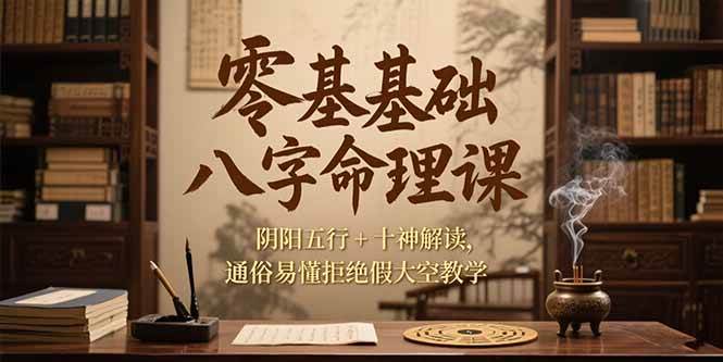 （15283期）零基础八字命理课，阴阳五行+十神解读，通俗易懂拒绝假大空教学-赚钱网