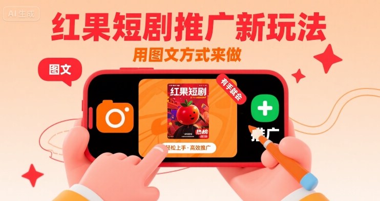 红果短剧推广新玩法，用图文方式来做，有手就会-赚钱网