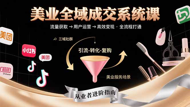 美业全域成交系统课程：帮助美业从业者打通从流量获取到高效变现全流程-赚钱网