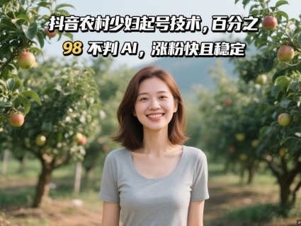 抖音农村少妇起号技术，百分之98不判AI，涨粉快且稳定-赚钱网