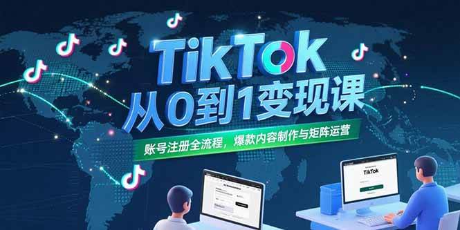 （15346期）TikTok从0到1变现课，账号注册全流程，爆款内容制作与矩阵运营-赚钱网