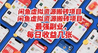 闲鱼虚拟资源搬砖项目，最强副业，每日收益几张-赚钱网