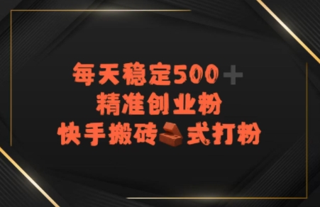 快手搬砖式打粉，每天稳定500+精准创业粉-赚钱网