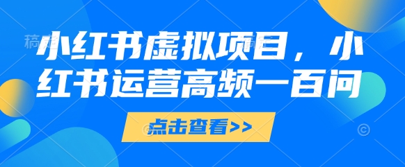 小红书虚拟项目，小红书运营高频一百问【文档】-赚钱网