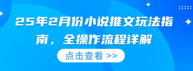 25年2月份小说推文玩法指南，全操作流程详解-赚钱网